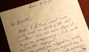 Photo of letter received from Lime Springs. Someone took time to write a letter.