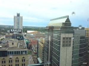 Photo of Kahler Hotel, Rochester, MN, from the Mayo Clinic's Gonda Building. Unusual views!