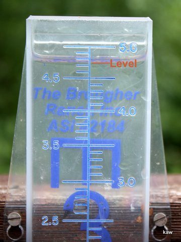 Photo of rain gauge showing too much rain!