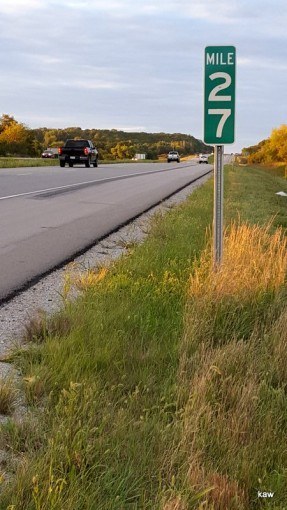 Photo of a mile marker, today's equivalent of a milestone.